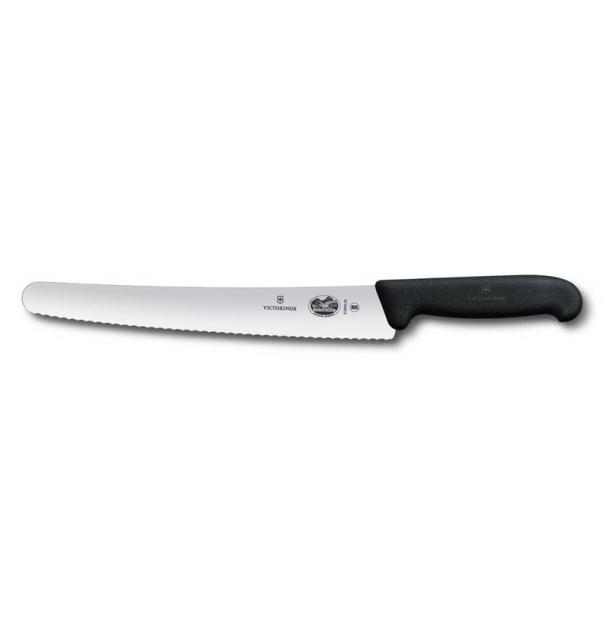 Нож для хлеба и выпечки VICTORINOX Fibrox, лезвие 26 см с серрейторной заточкой, чёрный 5.2933.26