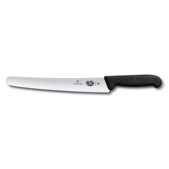 Нож для хлеба и выпечки VICTORINOX Fibrox, лезвие 26 см с серрейторной заточкой, чёрный