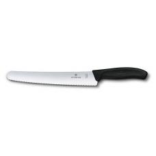 Нож для хлеба и выпечки VICTORINOX SwissClassic, лезвие 22 см с серрейторной заточкой, чёрный