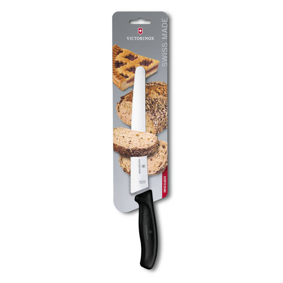 Нож для хлеба и выпечки VICTORINOX SwissClassic, лезвие 22 см с серрейторной заточкой, чёрный 2