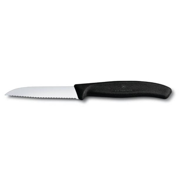 Нож для овощей VICTORINOX SwissClassic, лезвие 8 см с серрейторной заточкой, чёрный 6.7433