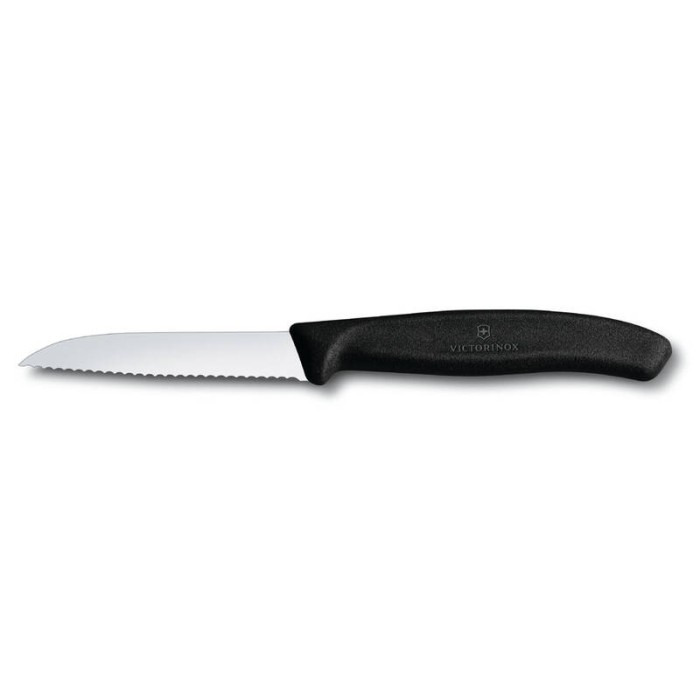 Нож для овощей VICTORINOX SwissClassic, лезвие 8 см с серрейторной заточкой, чёрный
