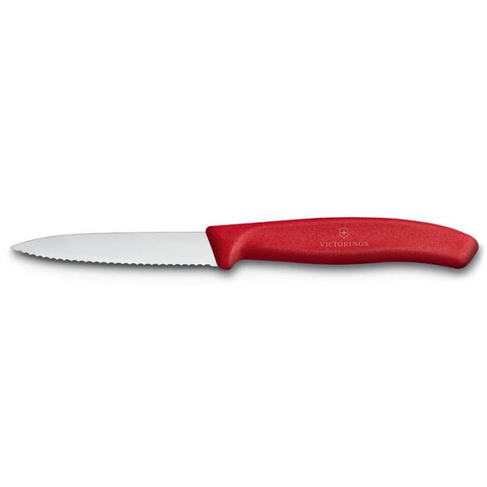 Нож для овощей VICTORINOX SwissClassic, лезвие 8 см с серрейторной заточкой, красный