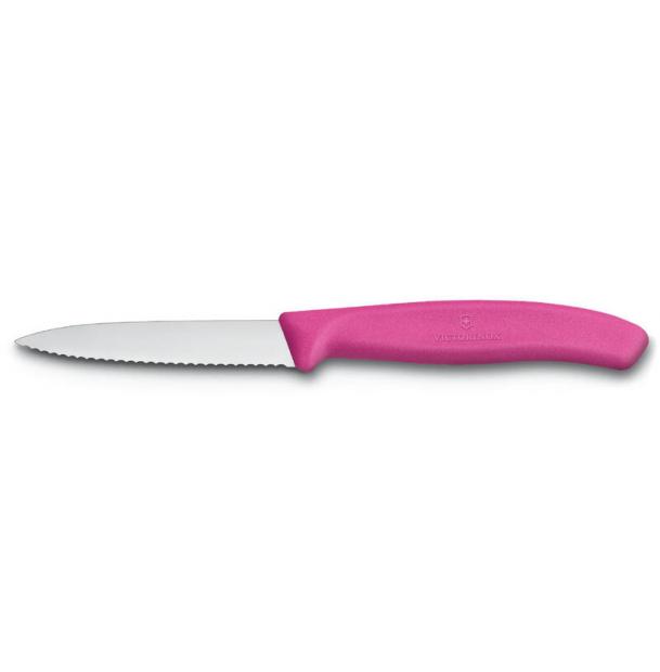 Нож для овощей VICTORINOX SwissClassic, лезвие 8 см с серрейторной заточкой, розовый 6.7636.L115