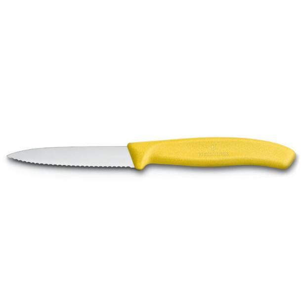 Нож для овощей VICTORINOX SwissClassic, лезвие 8 см с серрейторной заточкой, жёлтый 6.7636.L118
