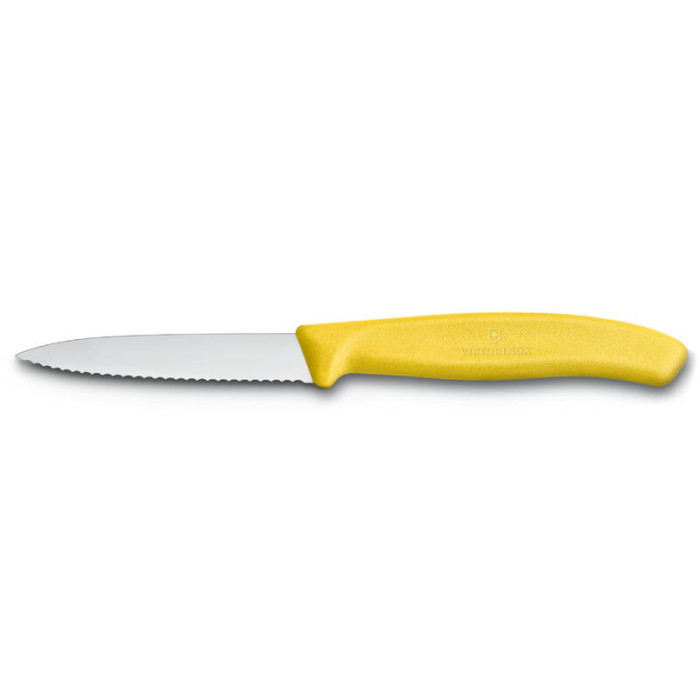 Нож для овощей VICTORINOX SwissClassic, лезвие 8 см с серрейторной заточкой, жёлтый