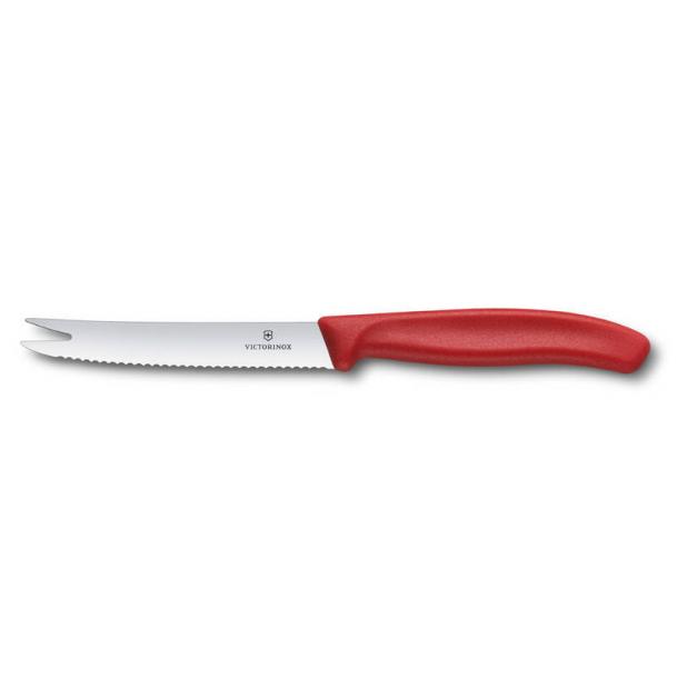 Нож для сыра и колбасы VICTORINOX SwissClassic, лезвие 11 см с серрейторной заточкой, красный 6.7861
