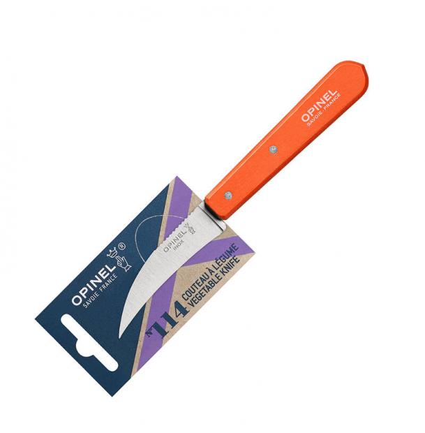 Нож для чистки овощей Opinel №114  блистер оранжевый 001926