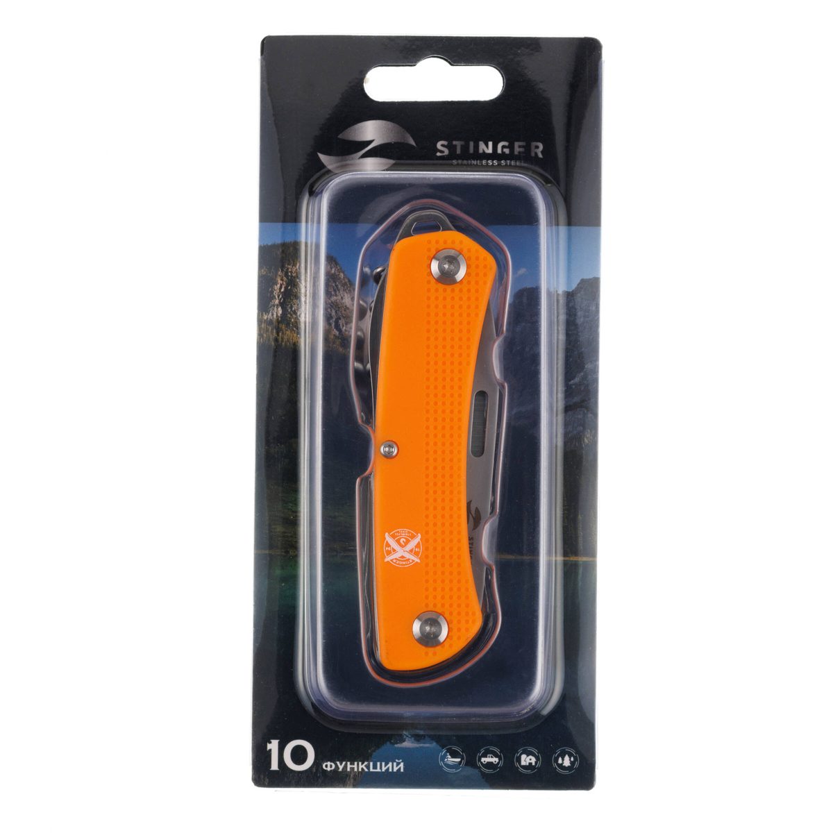 Нож перочинный 103 мм, 10 функций, в блистере STINGER FK-GHK1P-06B 8