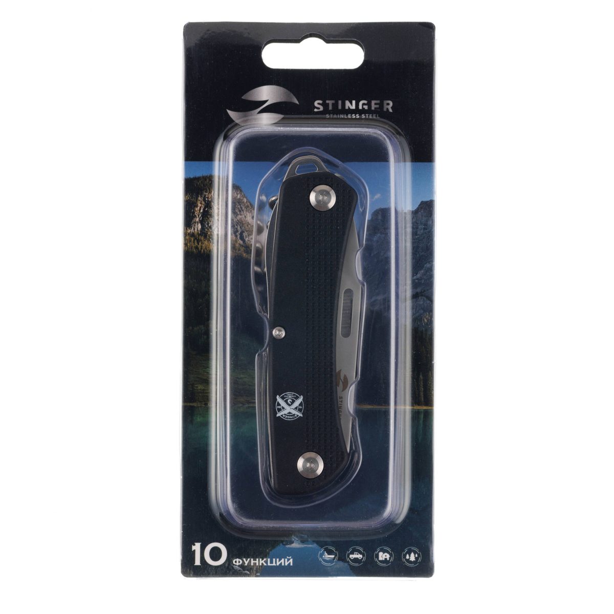 Нож перочинный 103 мм, 10 функций, в блистере STINGER FK-GHK2P-06B 9
