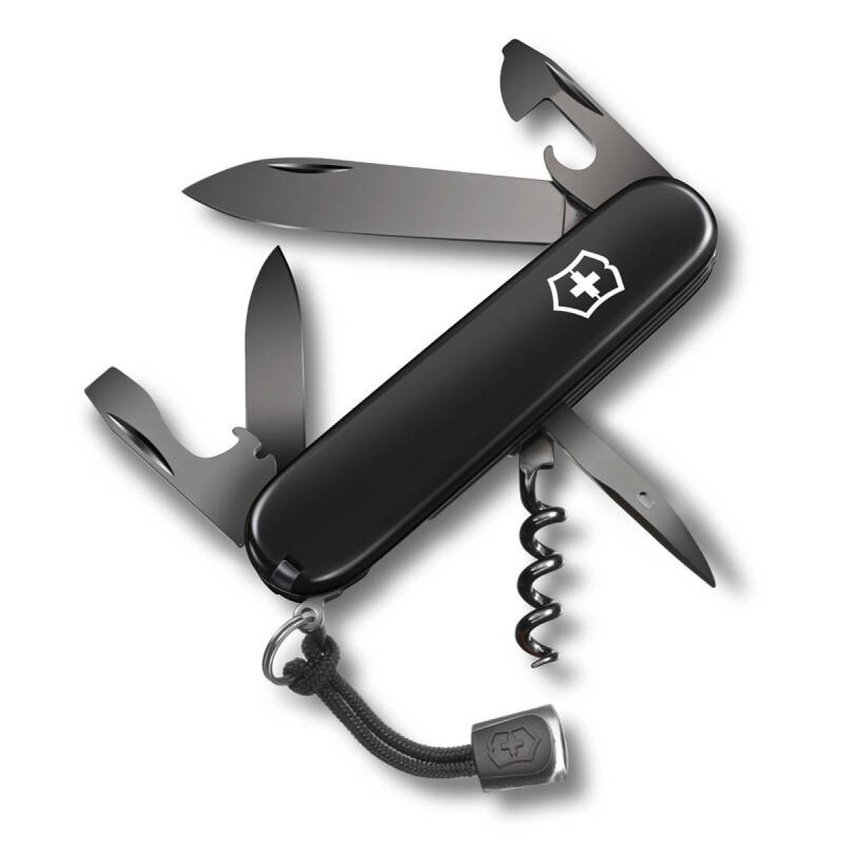 Нож перочинный Victorinox Spartan Onyx Black, 91 мм, 12 функций, чёрный, со шнурком 9