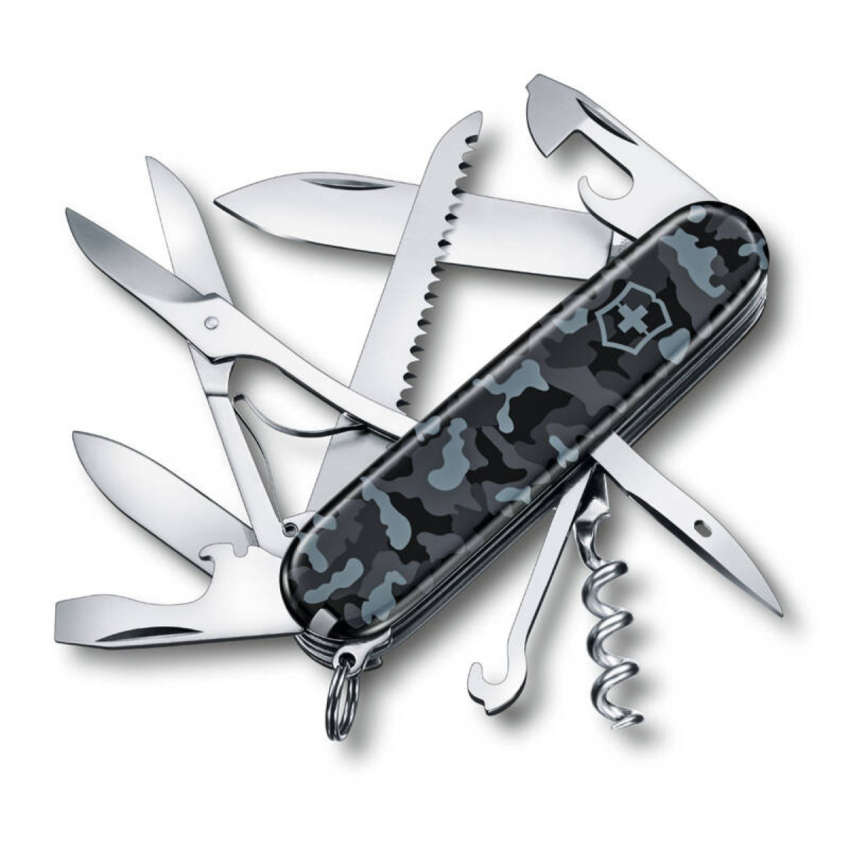Нож перочинный VICTORINOX Huntsman Navy Camouflage, 91 мм, 15 функций, серо-синий камуфляж 1