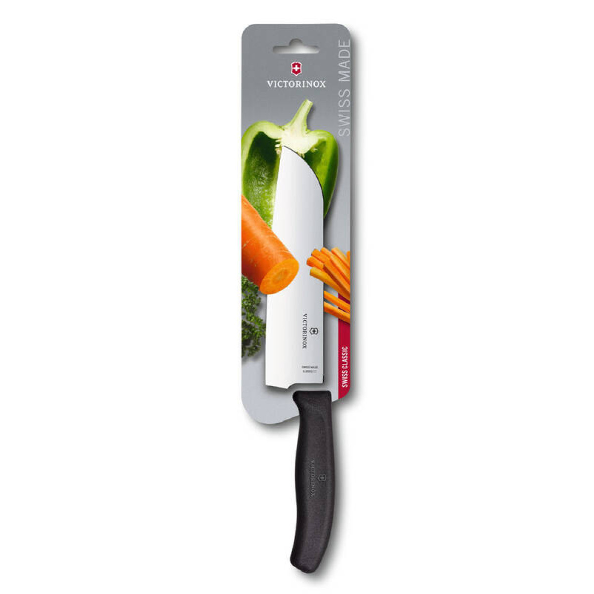 Нож сантоку VICTORINOX SwissClassic, 17 см, чёрный, в картонном блистере 2