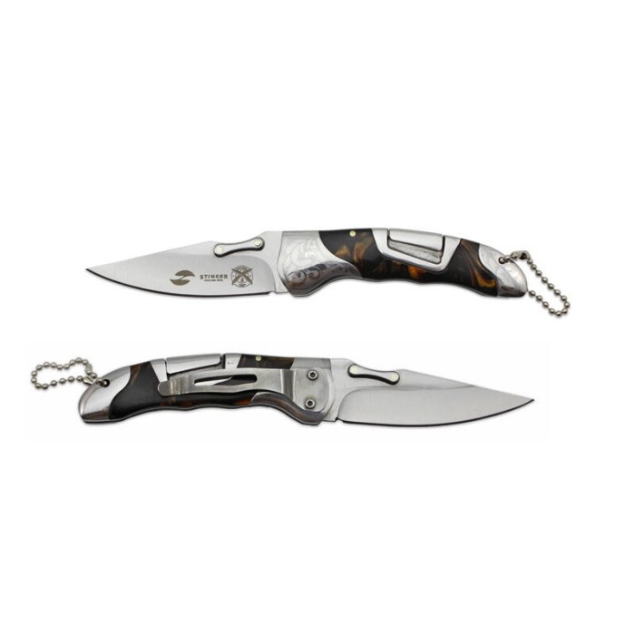 Нож складной Stinger 165 мм Brown клипса C3951