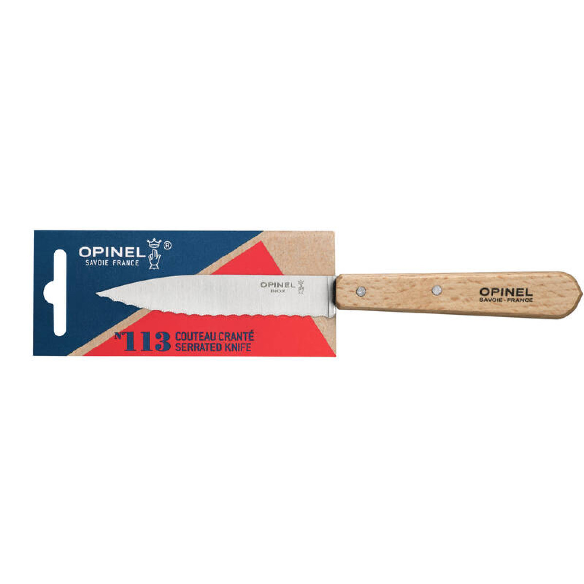 Нож столовый серрейторный Opinel №113 блистер 2