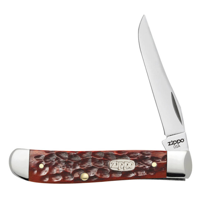 Нож ZIPPO Chestnut Bone Standard Jigged Mini Trapper коричневый + ЗАЖИГАЛКА 207