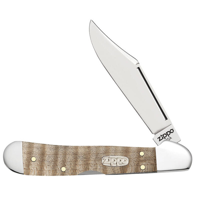 Нож ZIPPO Natural Curly Maple Mini CopperLock бежевый + ЗАЖИГАЛКА ZIPPO 207