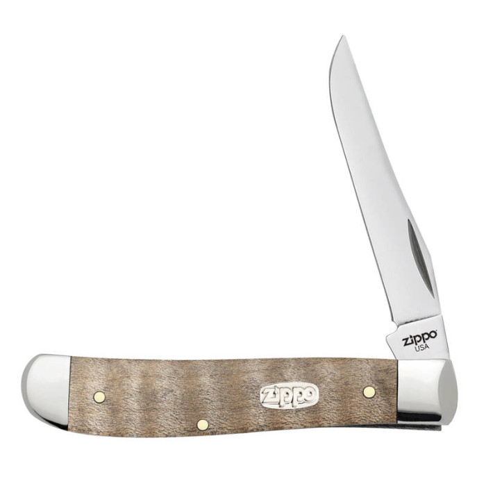 Нож ZIPPO Natural Curly Maple Wood Mini Trapper бежевый + ЗАЖИГАЛКА ZIPPO 207