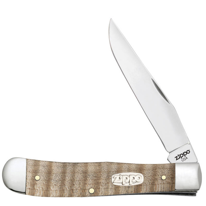 Нож ZIPPO Natural Curly Maple Wood Trapper бежевый + ЗАЖИГАЛКА ZIPPO 207
