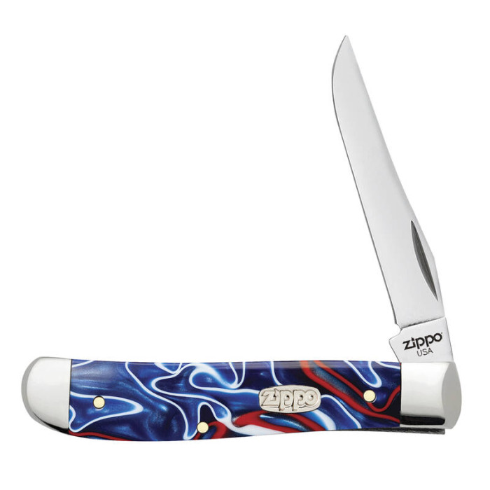 Нож ZIPPO Patriotic Kirinite Smooth Mini Trappe синий + ЗАЖИГАЛКА ZIPPO 207