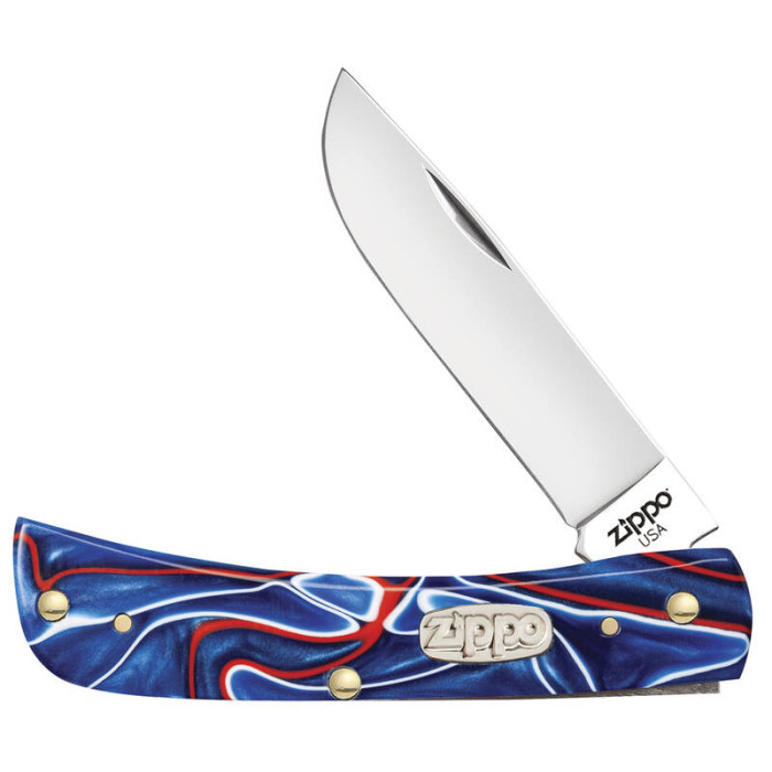 Нож ZIPPO Patriotic Kirinite Smooth Sodbuster Jr синий + ЗАЖИГАЛКА ZIPPO 207