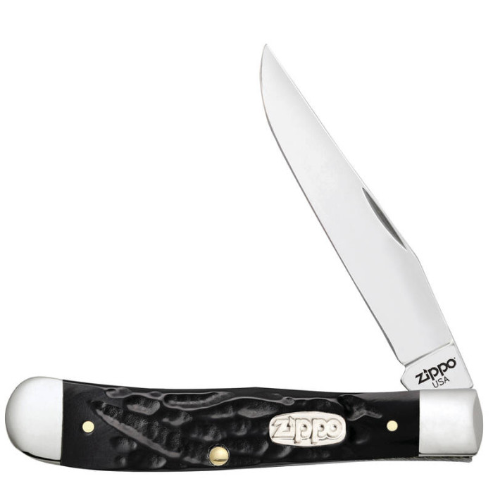 Нож ZIPPO Rough Black Synthetic Trapper чёрный + ЗАЖИГАЛКА ZIPPO 207