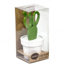 Ножницы Qualy Cactus с держателем,  белые с зеленым