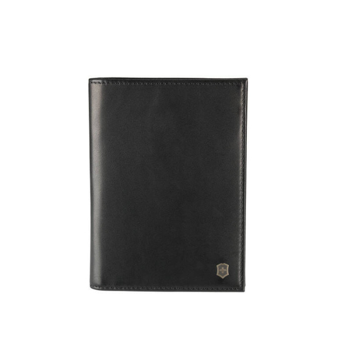 Обложка для паспорта VICTORINOX Altius Edge Leibnitz с защитой RFID, чёрная, кожа наппа, 11x2x15 см