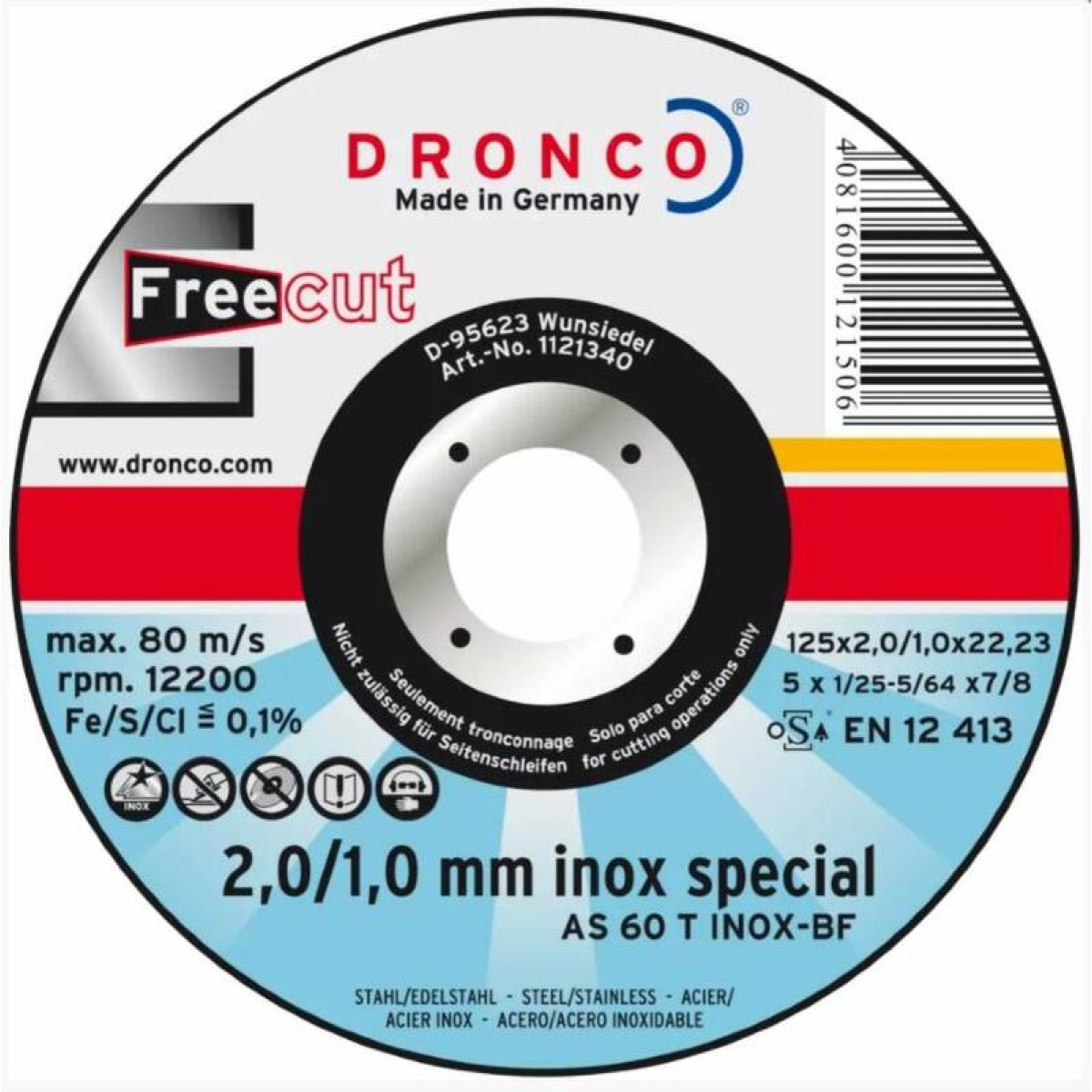 Отрезной диск по нержавейке Dronco InoxFree AS46 230x3/2x22,23 BOX-10 Dronco 6900914 1