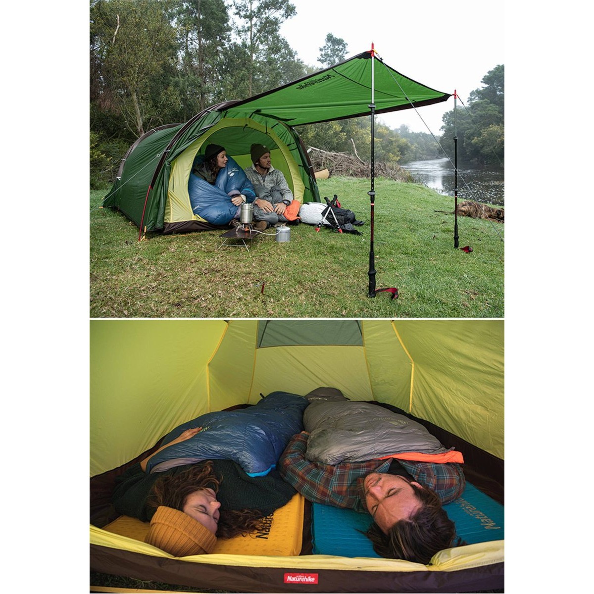 Палатка 2-местная Naturehike NH20ZP006 6927595761977, зелёная 2