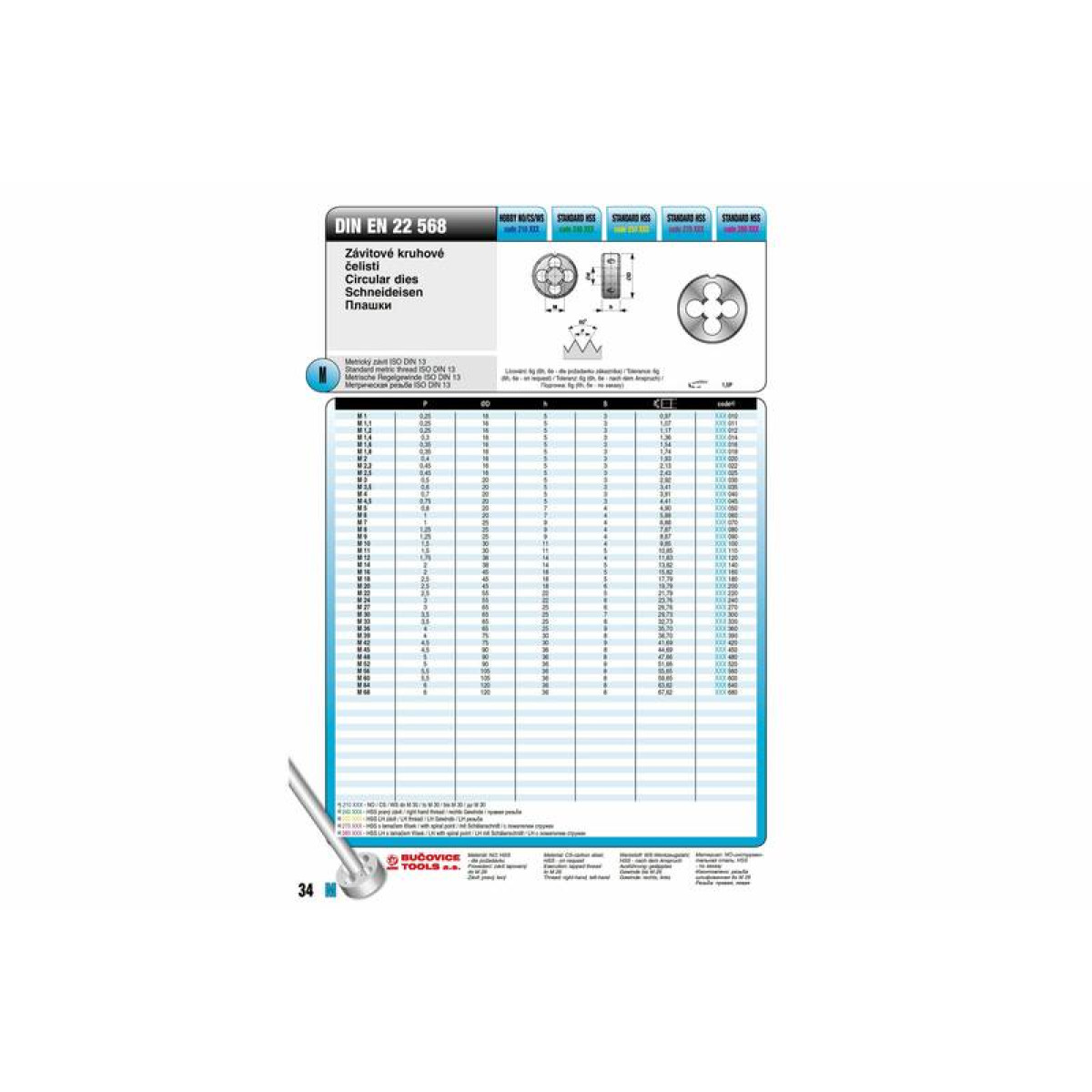 Плашка Bucovice Tools M6 20x7мм 240060 3