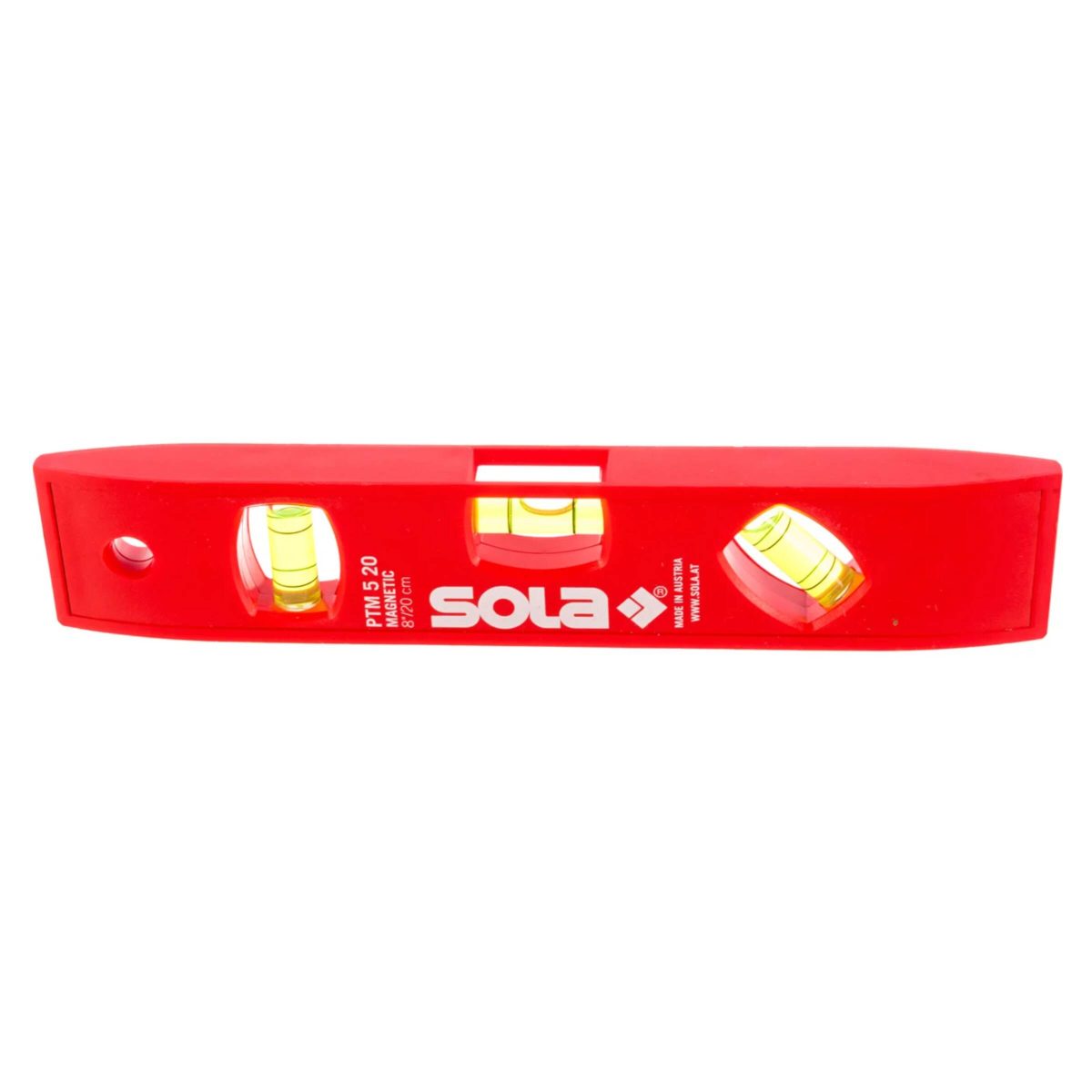Пластиковый магнитный уровень, L=20 см, 3 глазка SOLA PTМ 5 01430601 2