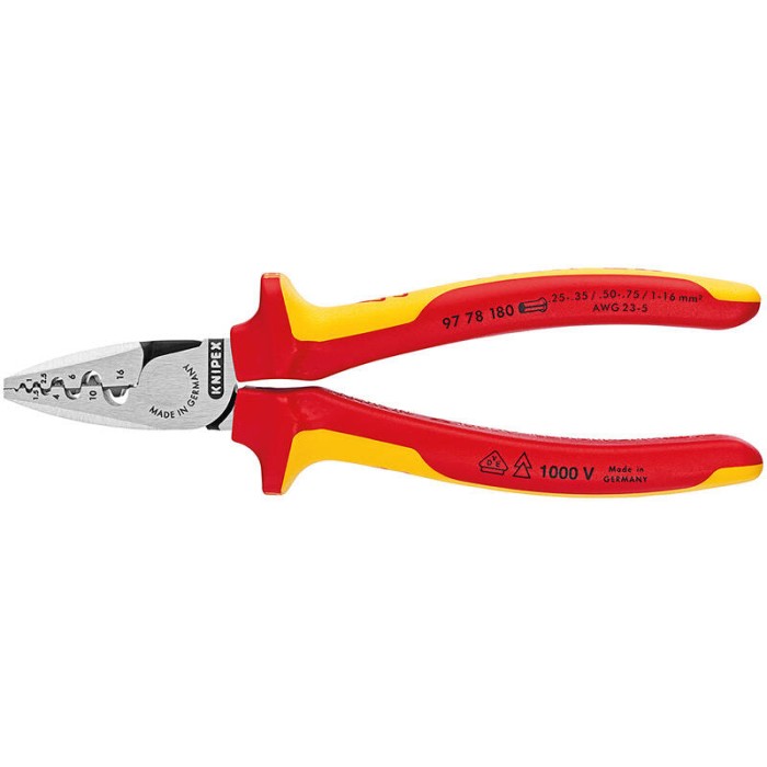 Пресс-клещи KNIPEX для обжима контактных гильз VDE KN-9778180