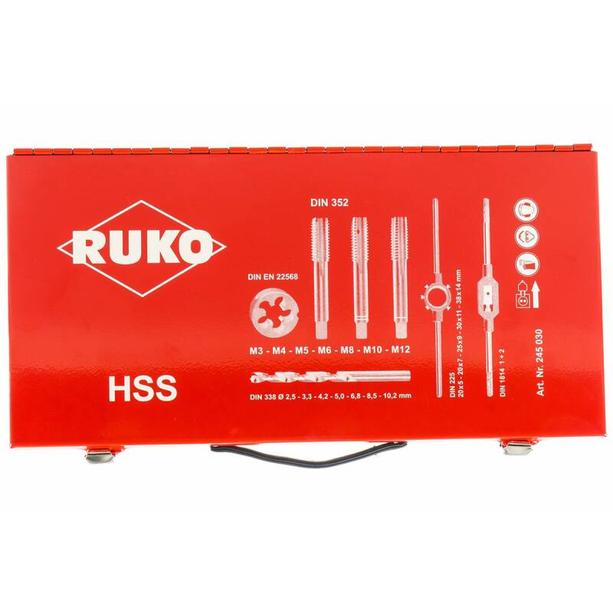 Резьбонарезной набор RUKO M3-M12 HSS 44шт 245030 2