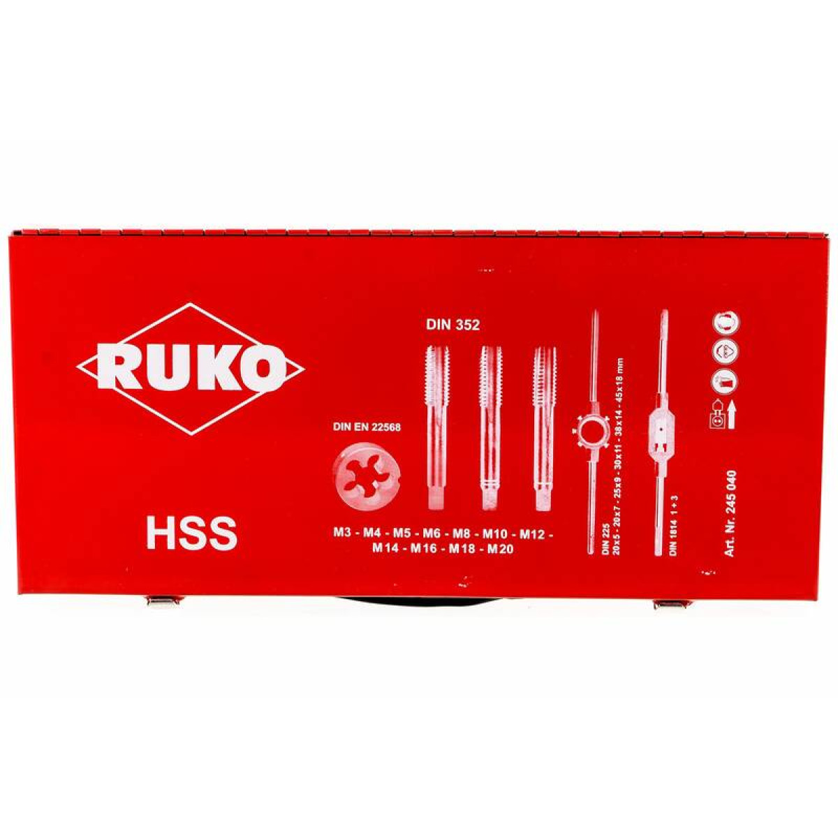 Резьбонарезной набор RUKO M3-M20 HSS 54шт 245040 7
