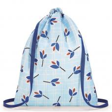 Рюкзак спортивный складной женский Reisenthel Mini Maxi Sacpack Leaves Blue AU4064, для обуви, школьный