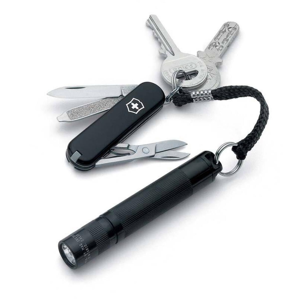 Набор Victorinox нож-брелок + светодиодный фонарь Maglite Solitaire 2