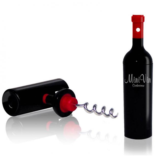 Штопор для бутылок черный Qualy Mini Vin QL10033