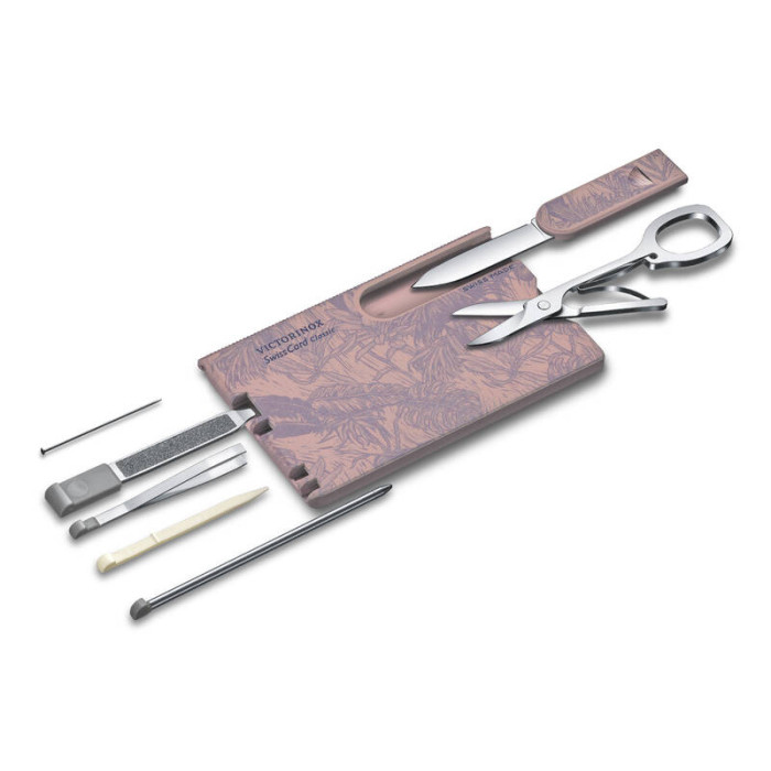 Швейцарская карточка VICTORINOX SwissCard Classic Spring Spirit, 10 функций, розово-сиреневая