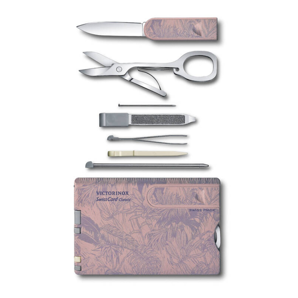 Швейцарская карточка VICTORINOX SwissCard Classic Spring Spirit, 10 функций, розово-сиреневая 2