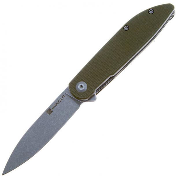 Складной нож Sencut Bocll II stonewash сталь D2 S22019-4, рукоять OD Green G10
