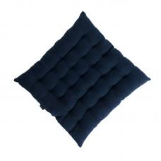 Стеганая подушка на стул из умягченного льна темно-синяя Tkano Essential 40х40