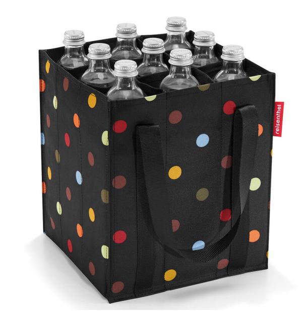 Сумка-органайзер для бутылок Reisenthel Bottlebag Spots Black ZJ7009, хозяйственная, с разделителем, шоппер, для вина