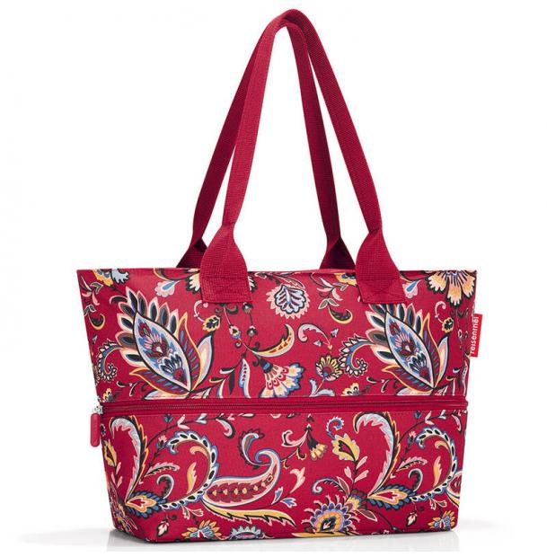 Шоппер женский Reisenthel Shopper E1 Paisley Ruby RJ3067, сумка шоппер, с принтом, с карманом, мягкий