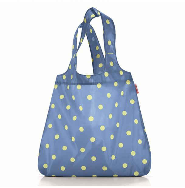 Сумка шоппер Reisenthel Mini Maxi Shopper Dots Blue AT0027DB, тканевая, складная, синяя, женская, авоська