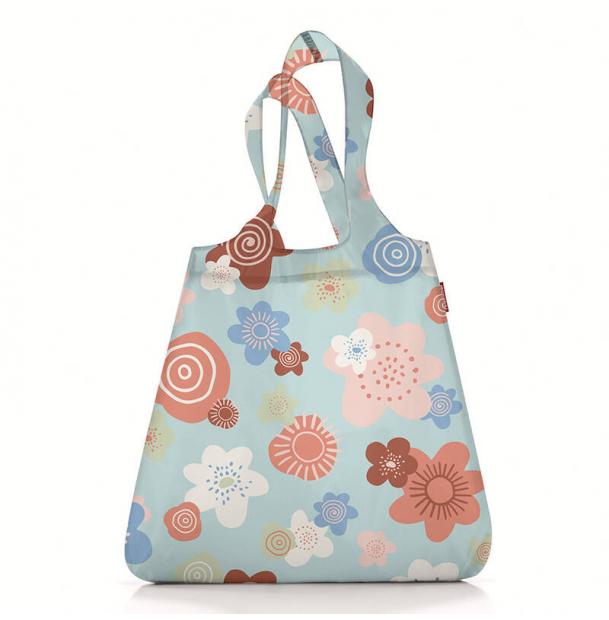 Сумка шоппер Reisenthel Mini Maxi Shopper Flowers Blue AT0029FB, тканевая, складная, женская, авоська