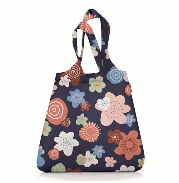 Сумка шоппер Reisenthel Mini Maxi Shopper Flowers Navy AT0029FN, тканевая, складная, женская, мужская, авоська