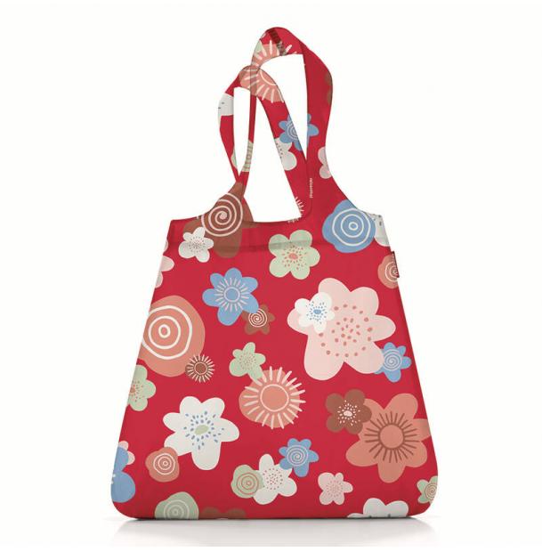 Сумка шоппер Reisenthel Mini Maxi Shopper Flowers Red AT0029FR, тканевая, складная, женская, авоська