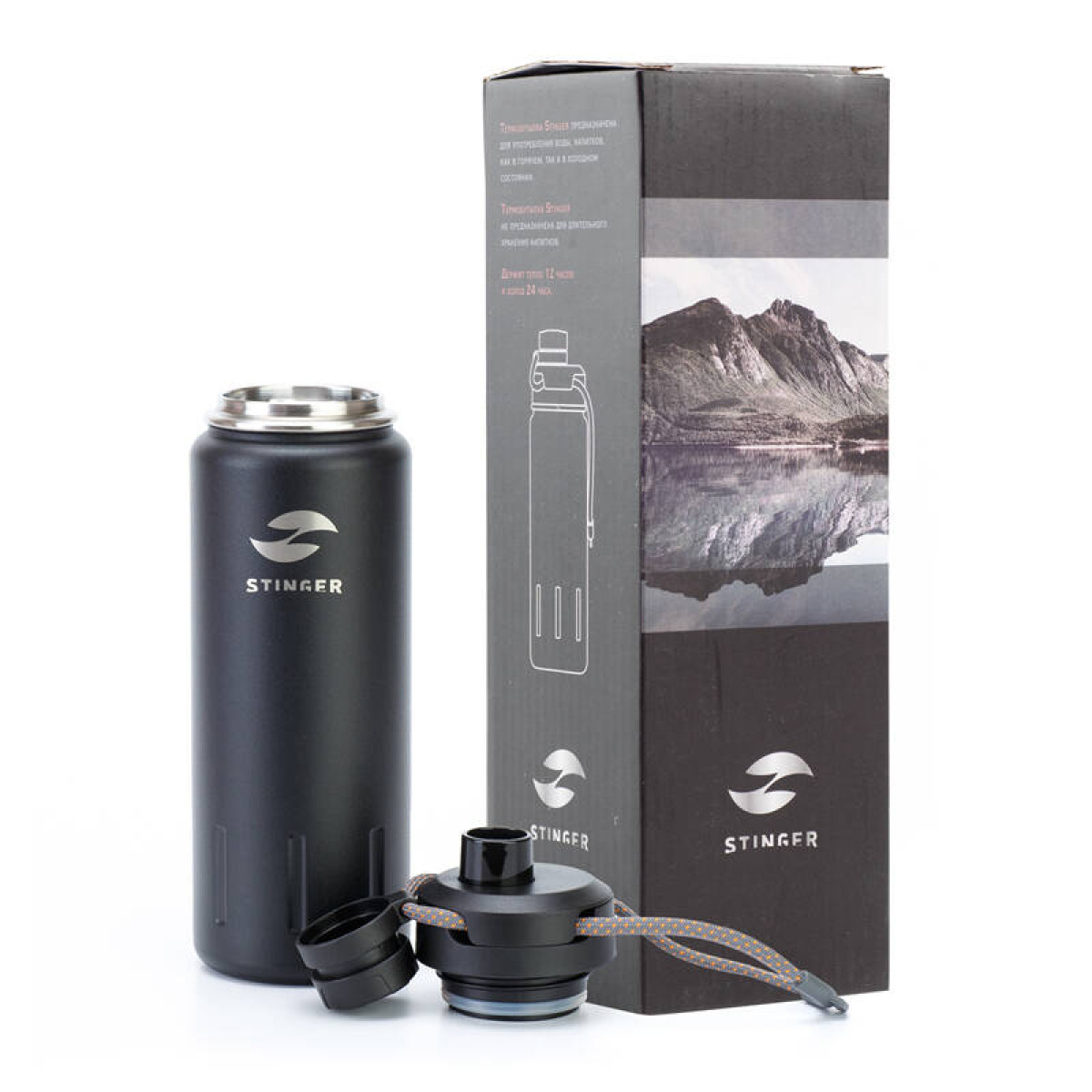 Термобутылка Stinger 0,71 л черная карбон HD-710-46CB 5