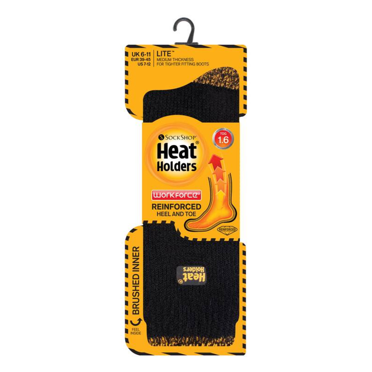 Термоноски Heat Holders мужские WORKFORCE LITE чёрные (укрепленные пятка и носок) 2